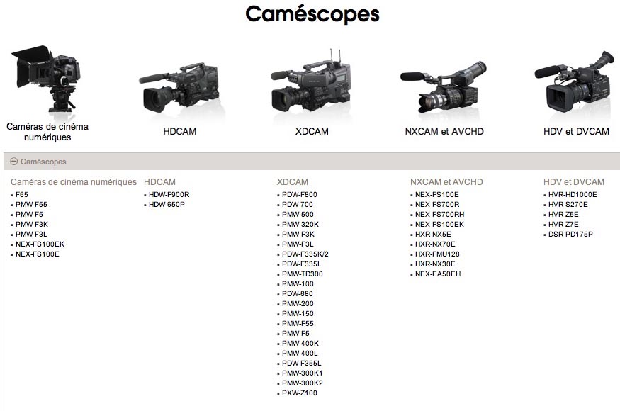 Caméras SONY
